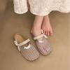 Fashion Cover Toe Flat Shoes Female String Bead Woman's Slippers Butterfly-Knot Slides 2025 Sweet Butterfly-knot Butterfly-Knot Shoes Sl
