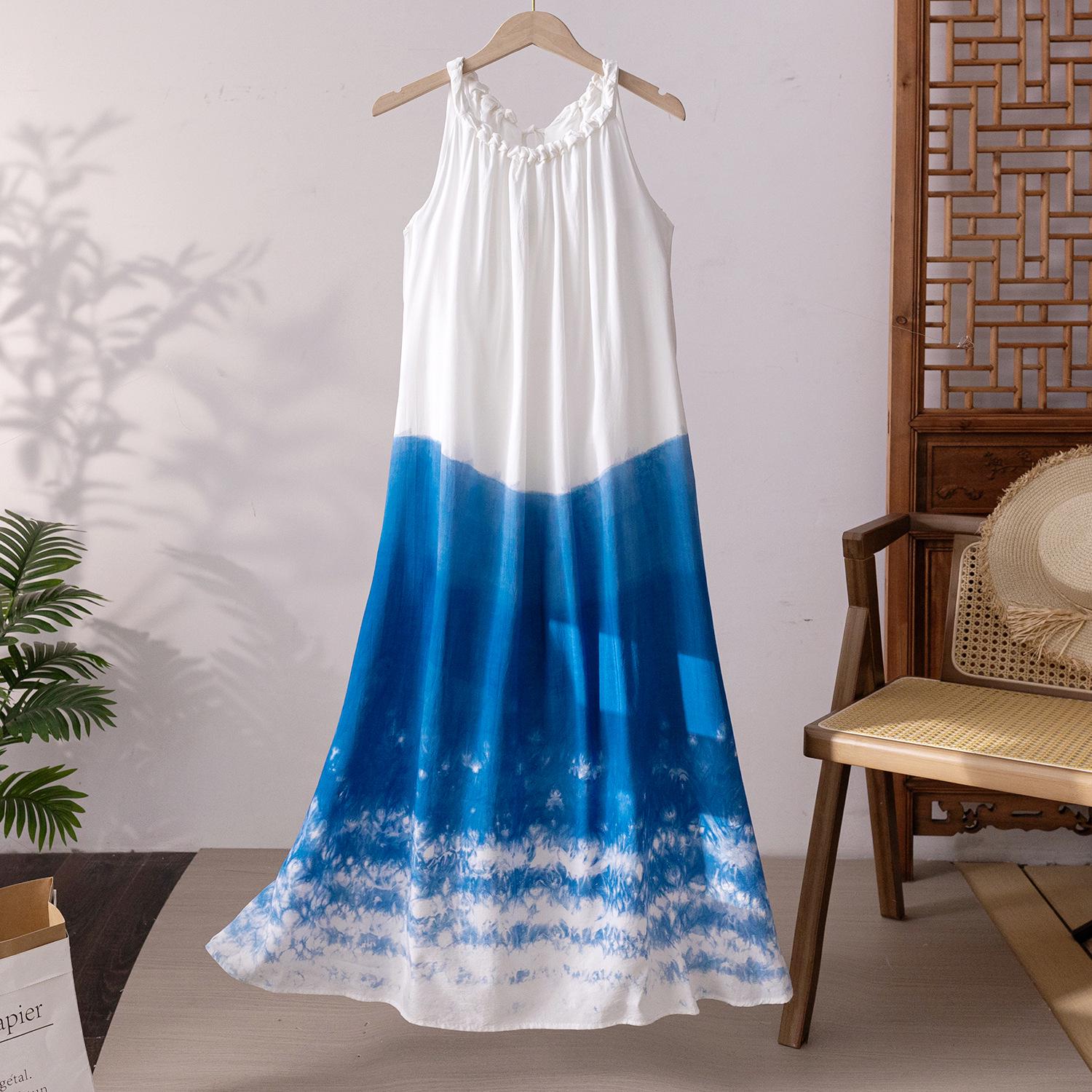 

Yunnan Tie-Dye French High-End Summer Lace-Up Dress One Size