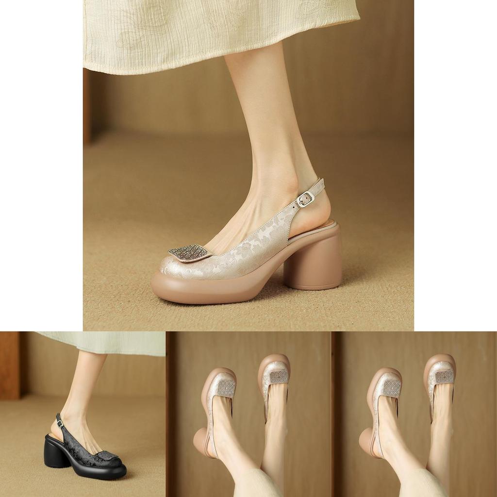 Summer Fashion Thick Heel Sandals For Women With Round Toe And Rubber Sole