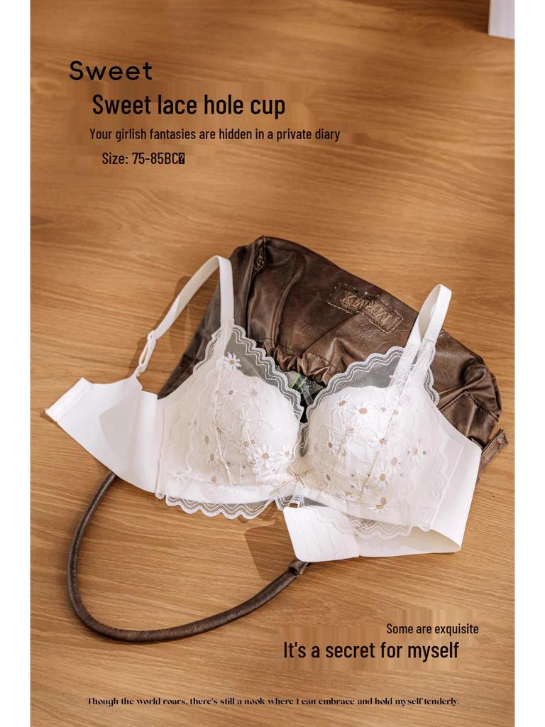 Sexy Dessous-Set aus Spitze für Damen: Atmungsaktiver, Verstellbarer, Anti-Hänge-BH mit Dünnen Hohlkörbchen