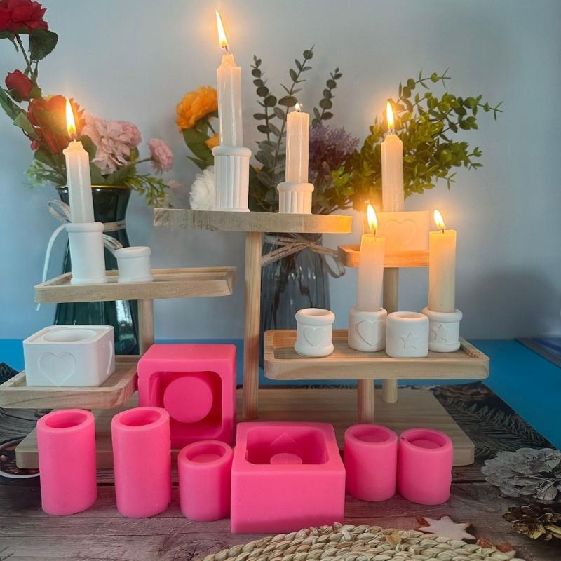 3D Cylinder Świecznik Silikonowy Forma Ręcznie Robione Formy Do Świeczników Tealight Mydło Glina Forma Do Tworzenia Dekoracji Weselnych Domu