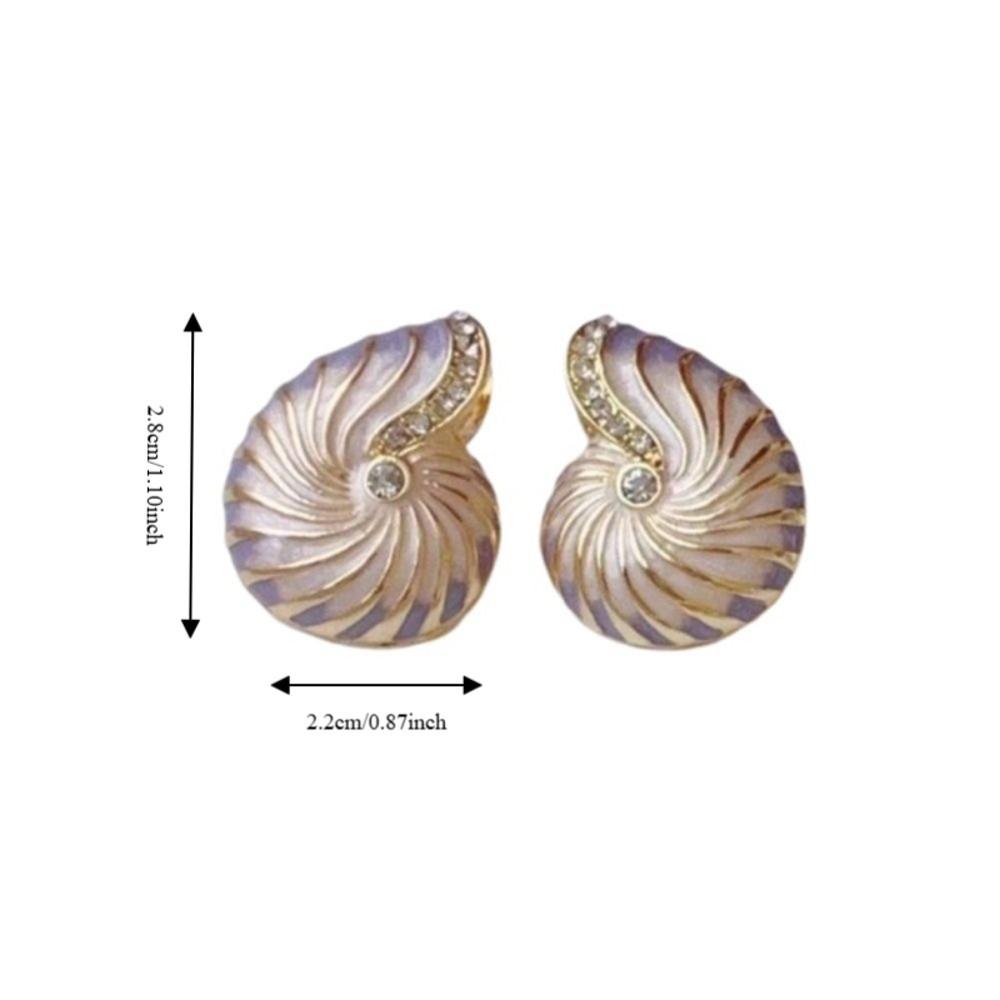 Zircon Nautilus-shaped Earrings Dainty Metal Stud Earrings Vintage Bohemian Earrings Seaside