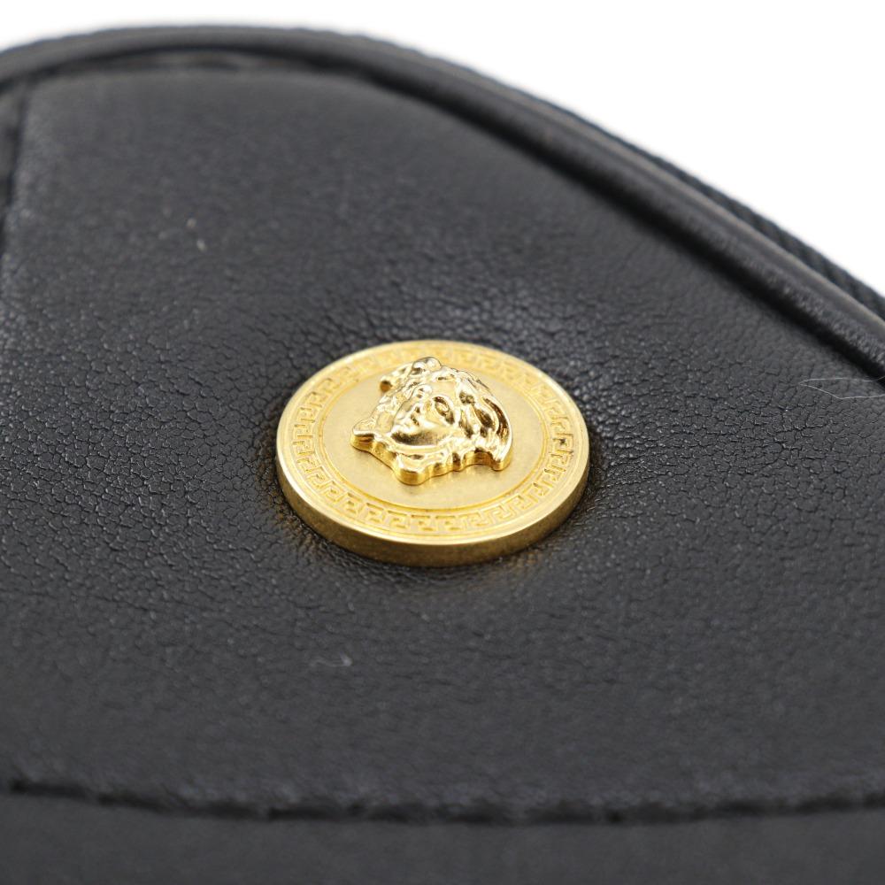 Versace Medusa Shoulder Bag 2WAY Belt Pouch Black Leather Unisex Used