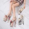 Wish Summer New Women's Printed Large Size Heel Sandals Hate Sky High Waterproof Desk Supply