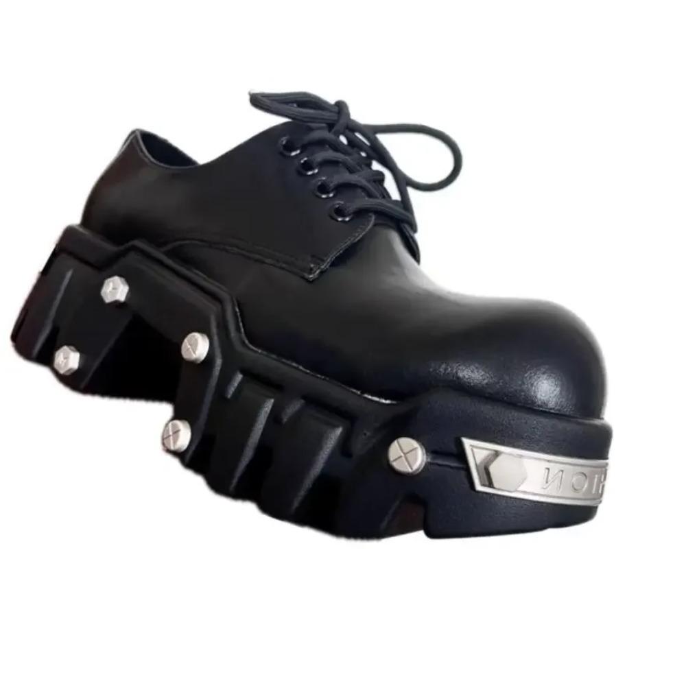 Höhenerhöhung 8cm Low-top Bulldozer Herren Plateau Big Head Leder Britische Derby Casual Schuhe