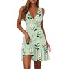Ladies Casual Fashion V-Neck Sleeveless  Print Dress