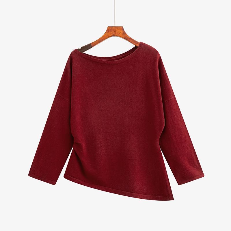 

Plus Size Asymmetrical Hem Spring Knitwear for Women XL (120-150 jin) красный