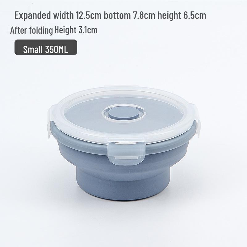 Silicone Collapsible Lunch Box - Round Food Storage Container for Outdoor Picnic or Travel.