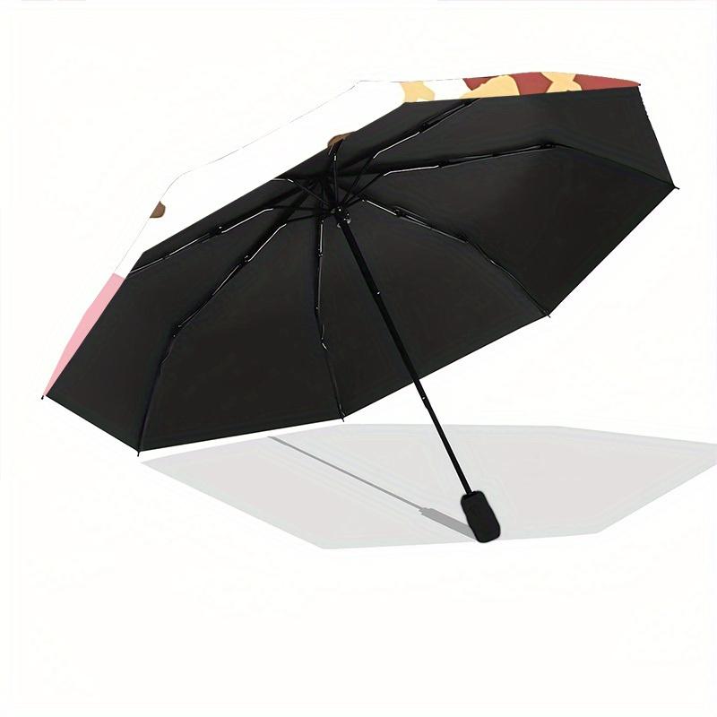 1pc Hello Kitty Automatic Folding Umbrella, Portable Collapsible Design, 8-Rib Iron Frame, , All-Season Casual Outdoor Accessory yy0901110