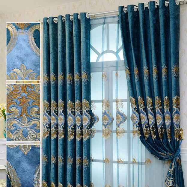 2PCS European-style Chenille Embroidered Thickening Blackout Curtains High-grade Living Room Bedroom Balcony Floor-to-ceiling Windows Nordic Curtains