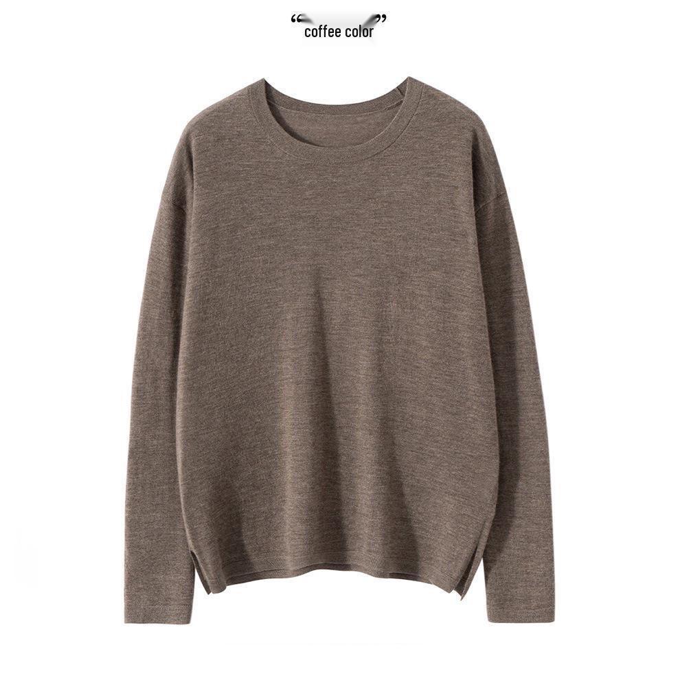Women's Cashmere Round Neck Pullover Sweater - Autumn/Winter Long Sleeve, Loose Fit Knitwear