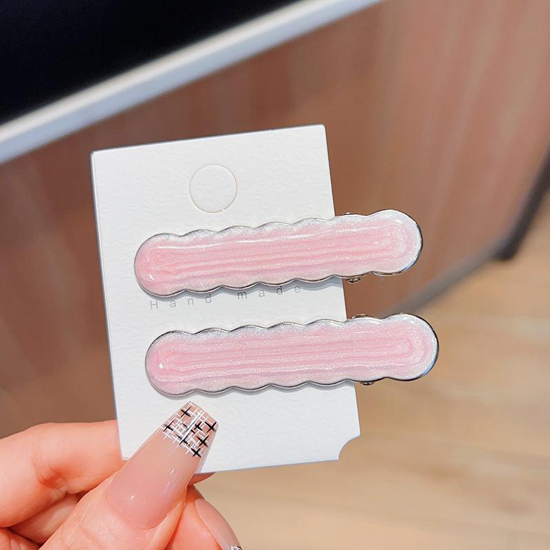 Simple Wave Oval Pink Seamless Hair Clip Women Acetate Sheet Bangs Clip Hair Duckbill Clip Hairpins Hair Styling Tool Gift