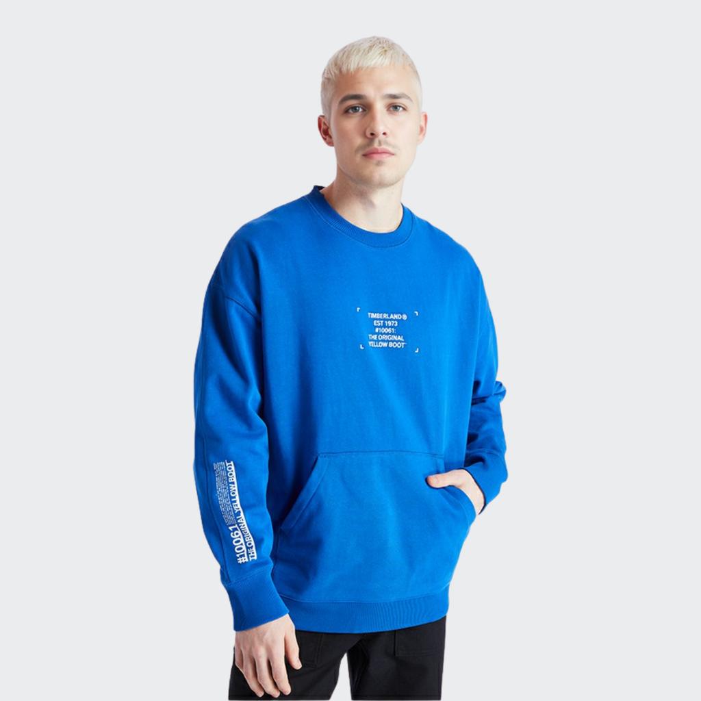 Timberland Letter Print Sports Pullover Crewneck Sweatshirt Men Sweatshirt Blue A2ABS-I55