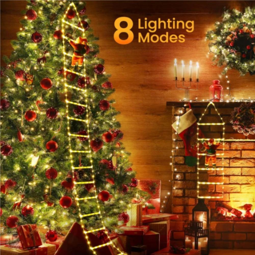 1.2/3M Christmas Decoration LED Santa Claus Climbing Ladder Light USB Plug 8Flashing Modes Suitable Home Xmas Tree Wall Window