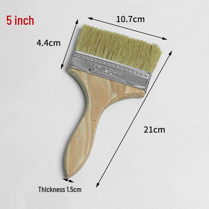 Thickened Bristle Wooden Handle Paint & BBQ Brush - Sizes 1" to 8