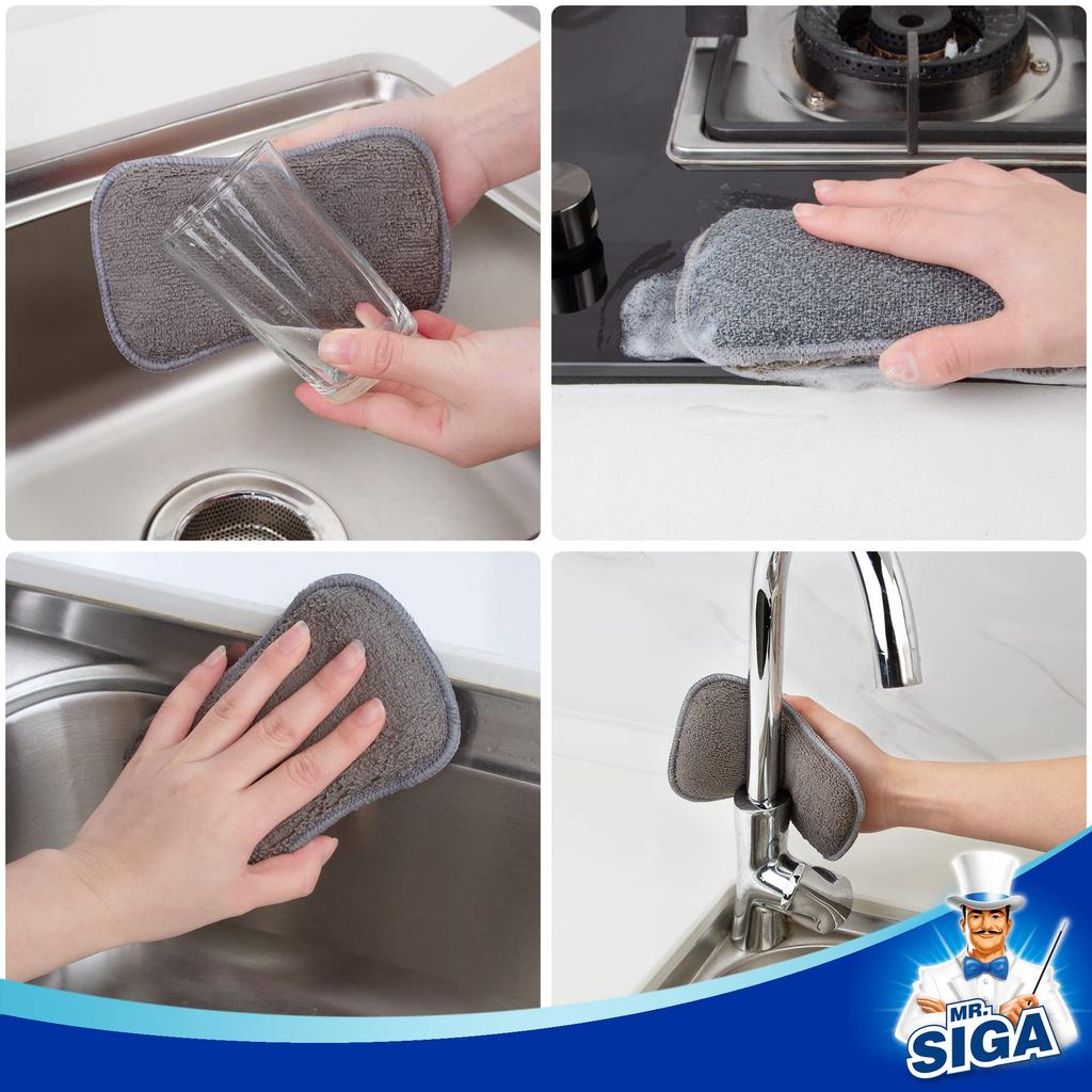 MR.SIGA Efficient Double-Sided Scrub Sponge (6-Pack) - Dishwashing Sponge - Non-Scratch Kitchen Sponge