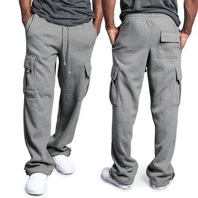 Erkek Eşofman Altı Düz ​​Fit Joggers Spor ve Sokak Şıklığı Gevşek Büyük Boy İpli Uzun Pantolon Erkekler Çok cepli Pantolon