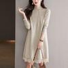 Bottom shirt medium and long sweater skirt autumn and winter clothing women's inner lace 2025 new thin knitted dress loose