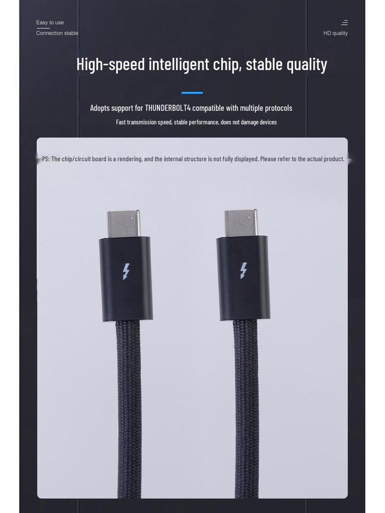 USB4 High-Speed Thunderbolt 4 Data Cable for 8K Screen Projection and File Transfer