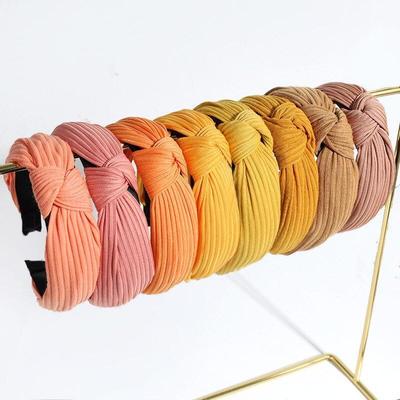 Fasce per capelli annodate alla moda coreana Cerchio per capelli in tinta unita Ragazze Lavaggio viso largo Fascia per capelli in maglia Copricapo Accessori per capelli da donna