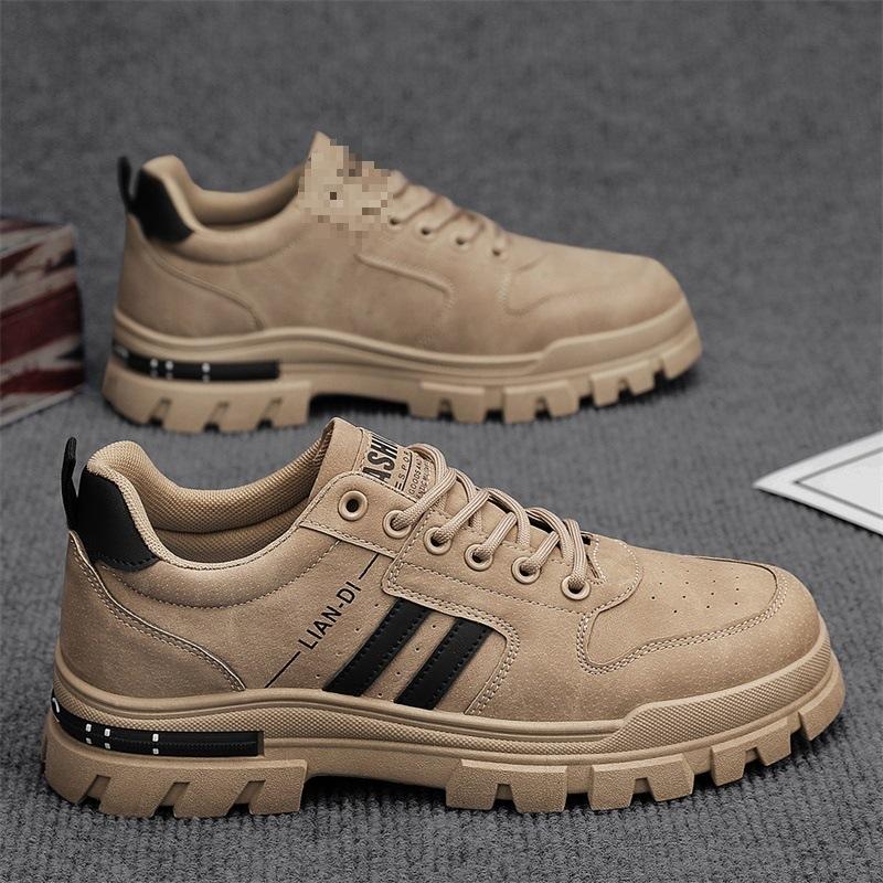 Men's Shoes Board Shoes Men's Casual Leather Shoes Work Waterproof and Non-slip Small White Tide Shoes Autumn