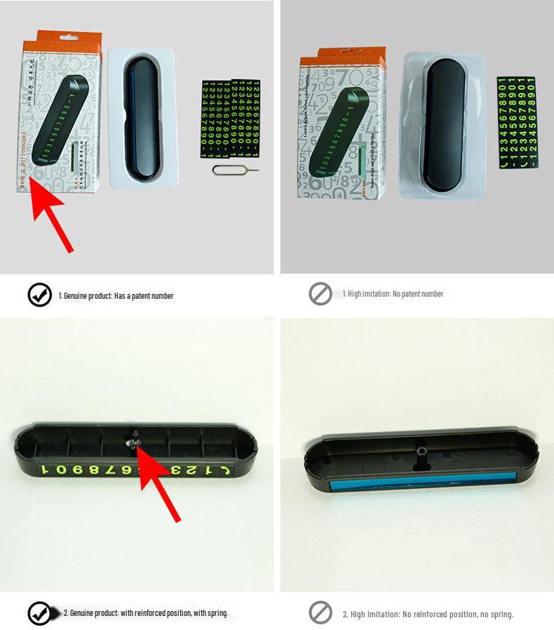 Hidden Press-Type Car Dashboard Phone Number Plate for Temporary Parking