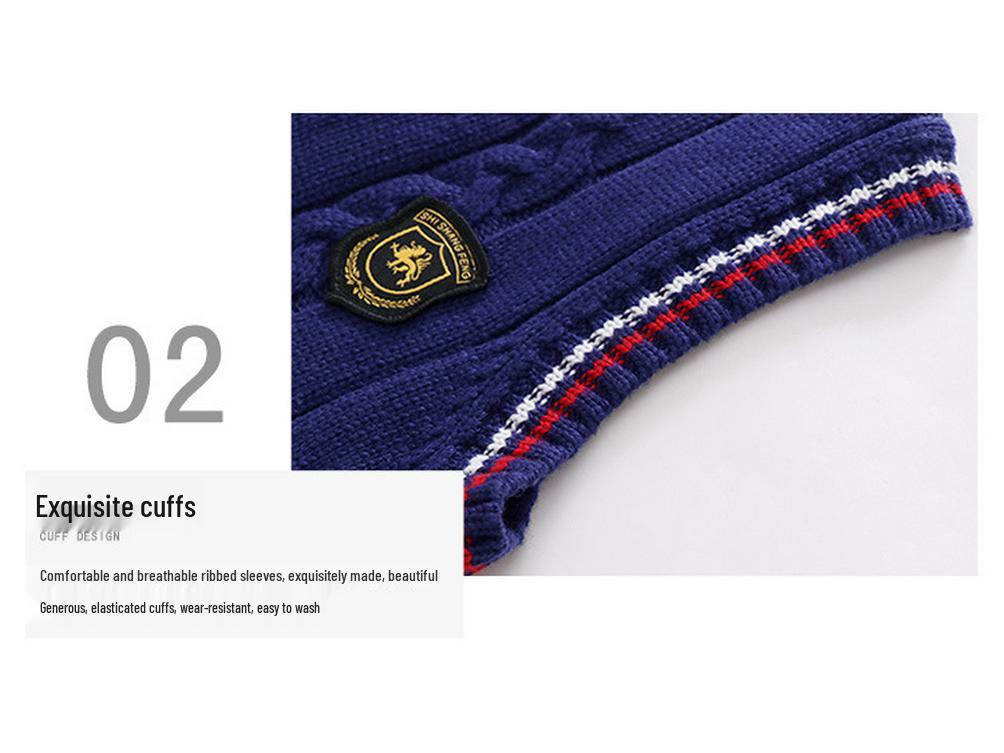 Children's Pure Cotton Preppy Knit Sweater Vest - Sleeveless Spring/Autumn School Uniform Style