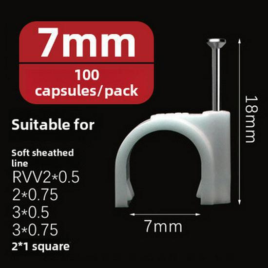 

Сталевий затискач для цвяхів: 4-50 мм квадратний/круглий пластиковий нейлоновий кабельний затискач для телефону та мережі Round 7mm/100 pieces