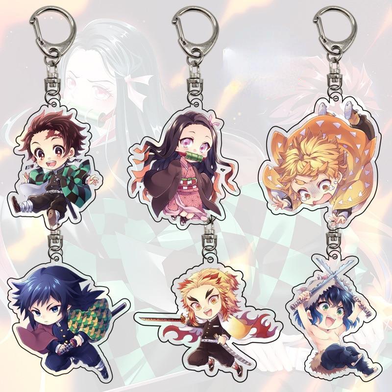 Anime Demon Slayer Kimetsu No Yaiba Tanjiro Kamado Cosplay Keychain Akryl Cartoon Keychain Keyring Přívěsek