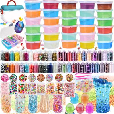 UQTOO Slime DIY Crystal Clay Handmade Fishbowl Fruit Colorful Foam Clay Includes 31 Fluffy Crystal Clay Kit, Set, Toy, Tools, Beads, Slices, Confetti,