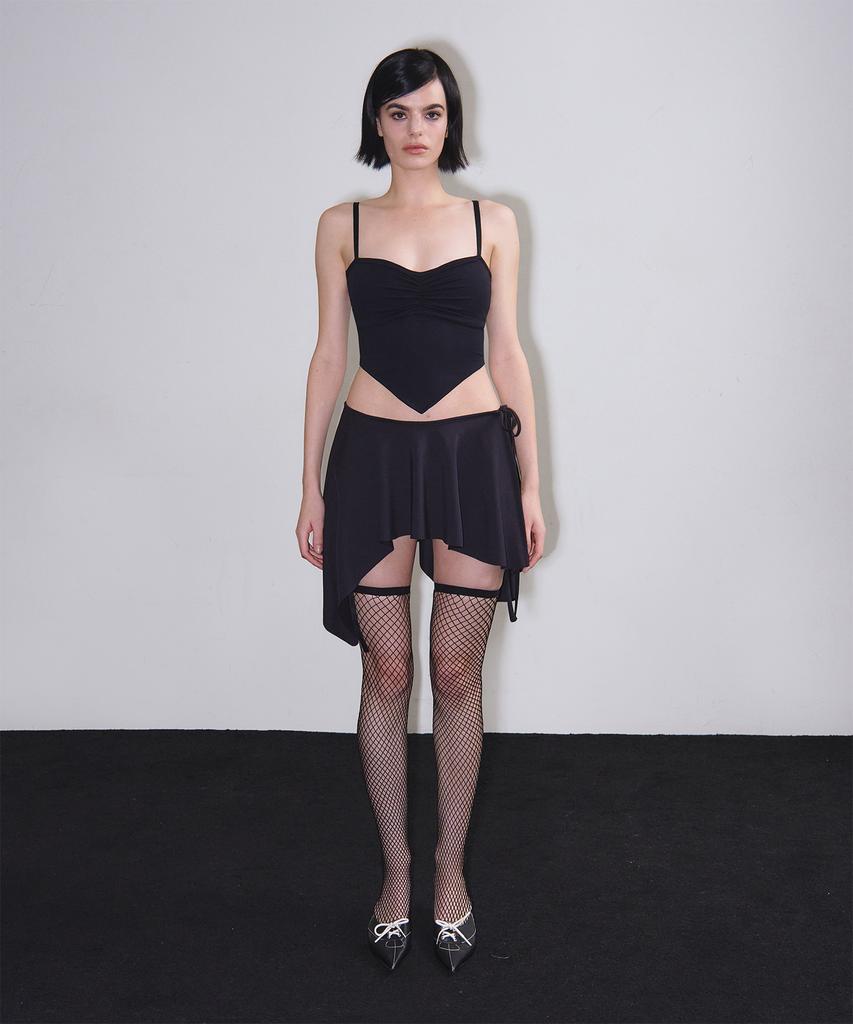 Binaj Asymmetrical Ruffle Skirt Cover-Up (Black)