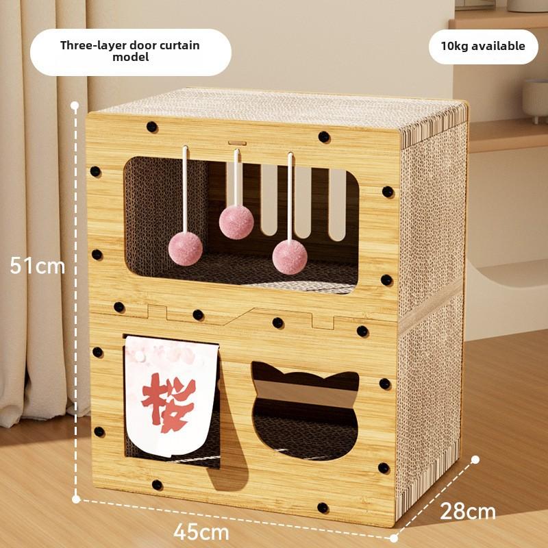 Cat Scratching Board Wear-resistant and Non-crumbling Cat Claw Board Cat Corrugated Cat Nest Villa Four-season Universal Claw Grinding Carton House