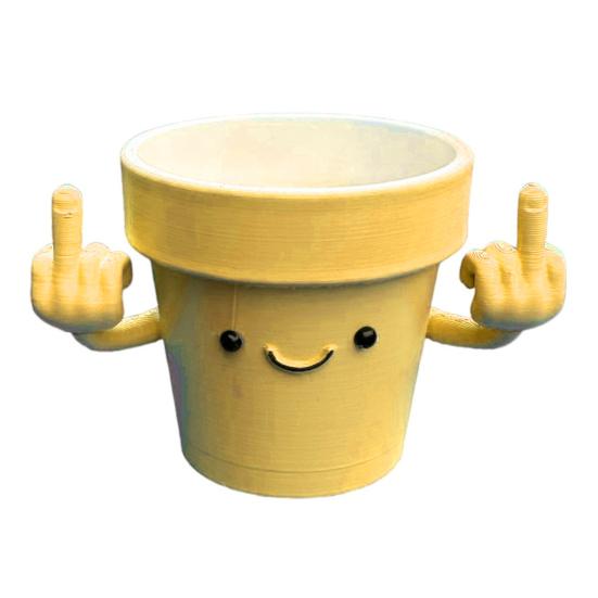 

Горшок для растений Yousheng Smiling с поднятыми средними пальцами, пластиковые горшки для суккулентов с изображением улыбающегося лица для комнатных растений, новинка, украшение для садового стола