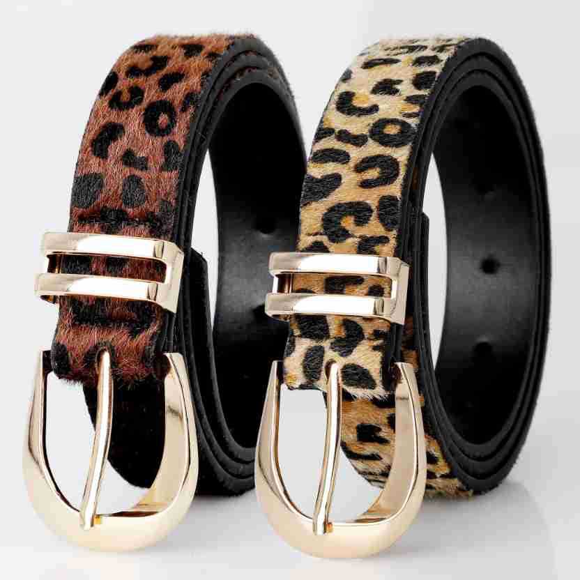Elegant Metal Buckle Retro Women's Belt Leopard Print PU Leather Waistband Belts All-match Matching Jeans, Dresses & Casual Wear