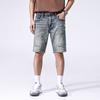 New Summer Scraped Denim Shorts Slim Straight Mid-leg Pants American Ripped Five-point Pants