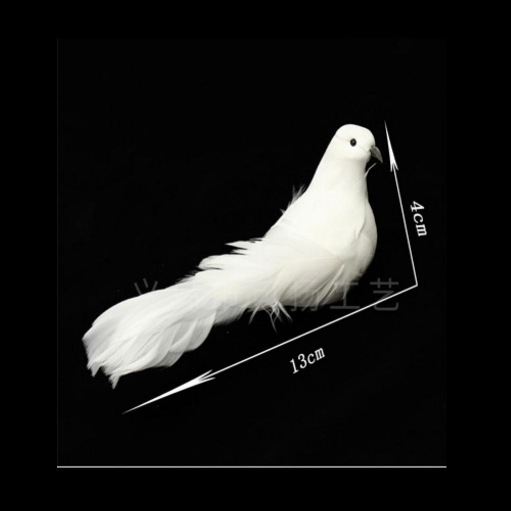 Pack of 12 Artificial Birds White Fake Foam Animal Simulation Feather Birds Models DIY Wedding Home Garden Decoration