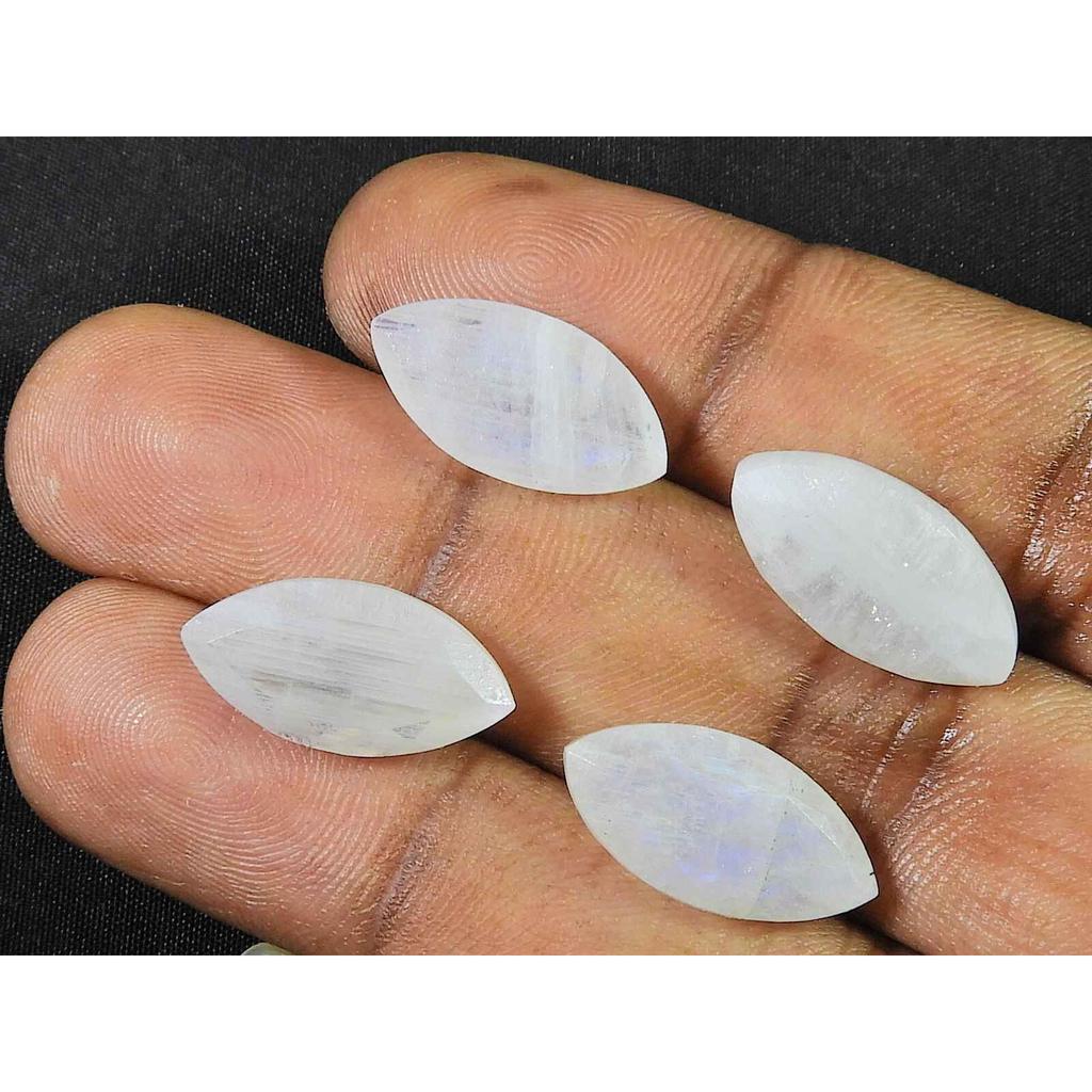 9X18MM Natürlicher Regenbogenmondstein Markise Facettiert Lose Edelsteine 4 Stück Los RML-981