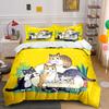 Playful Cats On Yellow Background Bedding Duvet Cover Set Duvet Cover Pillowcases (1*Duvet Cover 2*Pillowcases, Without Duvet Insert)