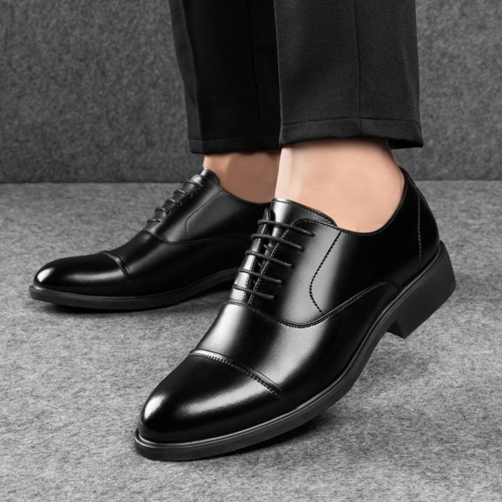 Men's Inner Height Increasing Shoes Business Dress Cowhide Men's Leather Shoes Casual Wedding Shoes Men's Four Seasons New