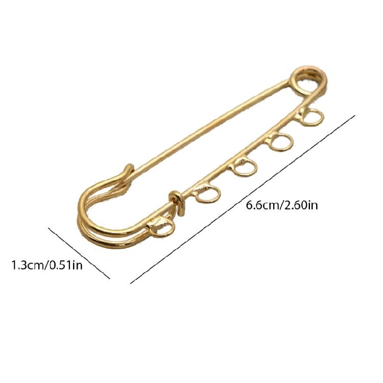 10PCS 5-Holes Brooch Safety Pins Findings Heavy Duty Kilt Pins Brooch Findings