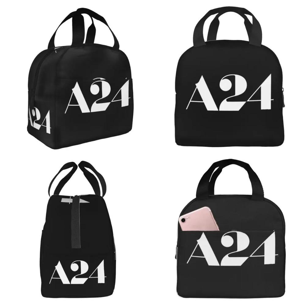 A24 White Logo Insulated Lunch Bag for Kids School Cooler Thermal Food Box Tote Leakproof Lunch Boxes Container