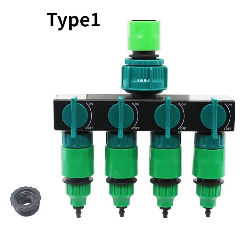 1 Set Tuinirrigatie 4-weg Kraan Slangverdeler Tuin Druppel 4/7 of 8/11 Slangkoppelingen Pijpconnector Irrigatieset