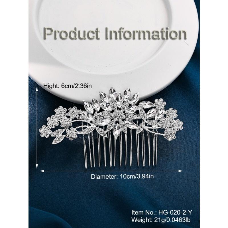 1pc Plum Flower Design Rhinestone Alloy Hair Comb for Women, Party, Wedding, Photography