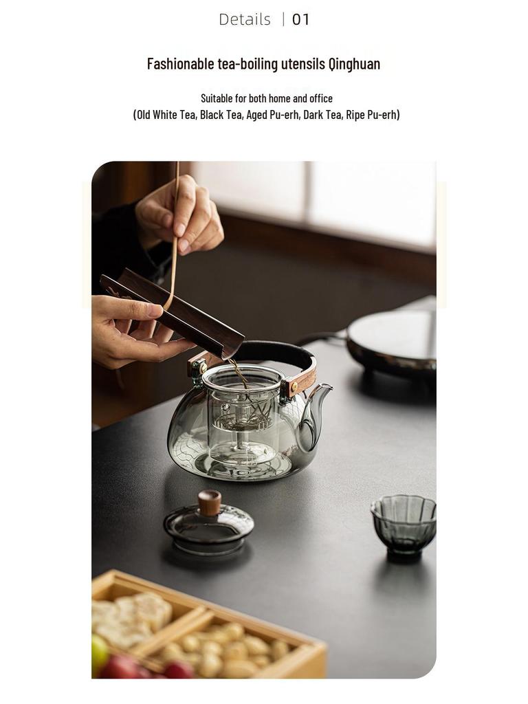 Elektrická keramická skleněná konvice se zvedacím uchem - Dvojí použití pro vaření v páře a var