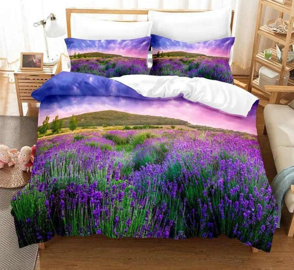 Lavender Duvet Cover Set King Size Purple Flowers Romantic Exquisite Bedding Set For Girls Women 3 Piece Set With 2 Pillowcases