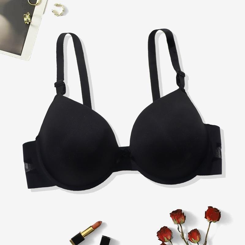 Ladies Upper Thin Lower Thick Die Cup Bra Bow Back Double-breasted Bra Breathable Shoulder Strap Comfortable Steel Rim Underwear