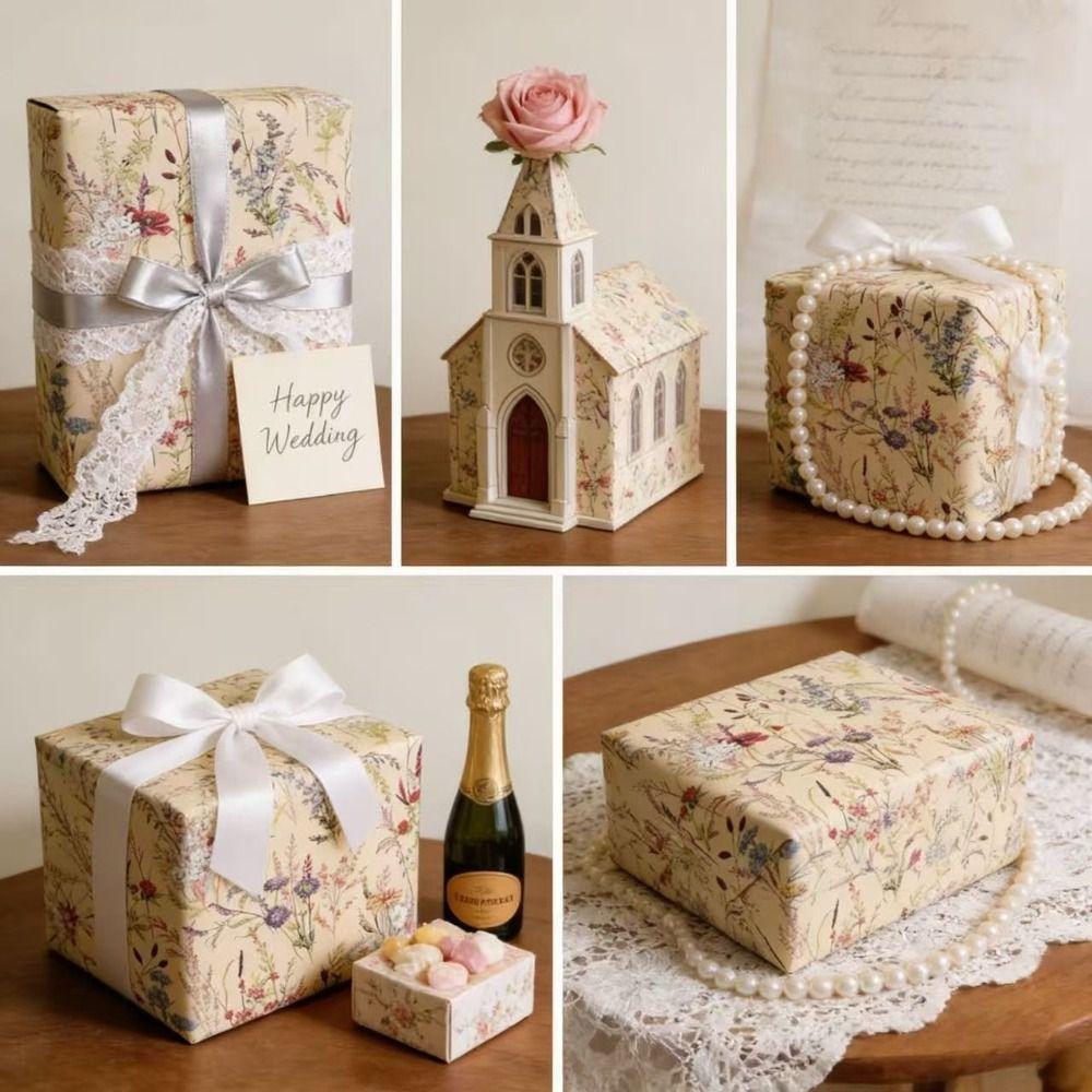 Vintage Wildflower Wrapping Paper Rustic Style Botanical Wrapping Paper Present Wrapping