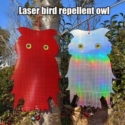 Bird Repellent Owl Reflector Double-sided Bird Scare Reflective Owl with Bells Outdoor