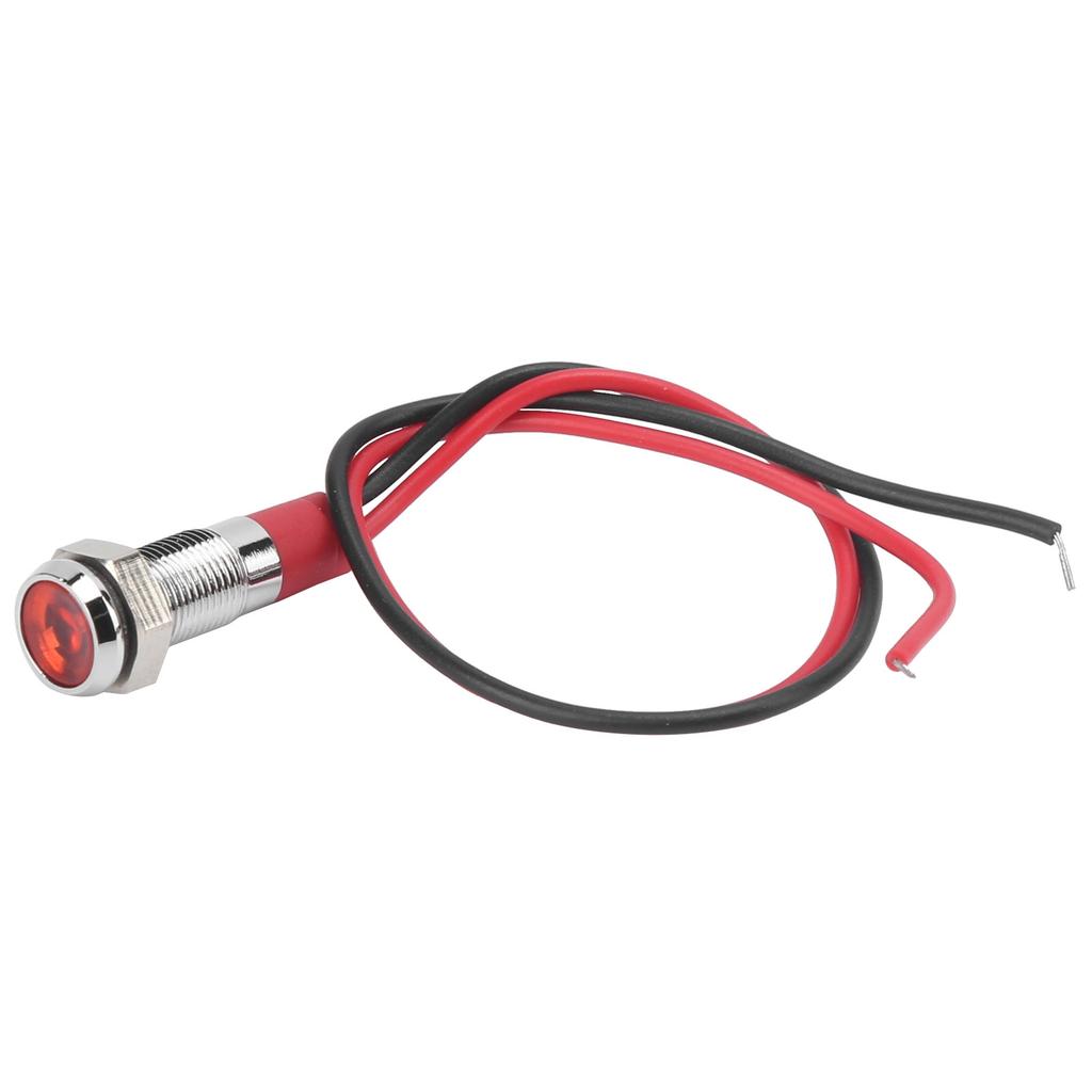 LED Metal Indicator 6mm Waterproof Signal Lamp for Pilot Car Truck Boat with Wire 6VRed
