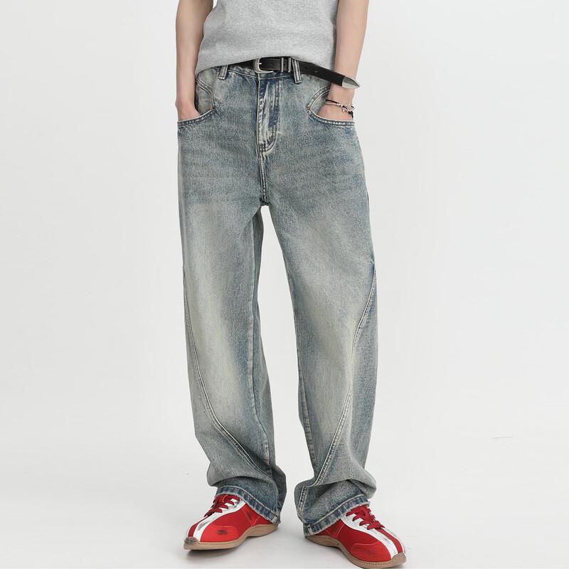 VOGUO RELAYB02 Korean Style Loose Fit Curved Jeans S